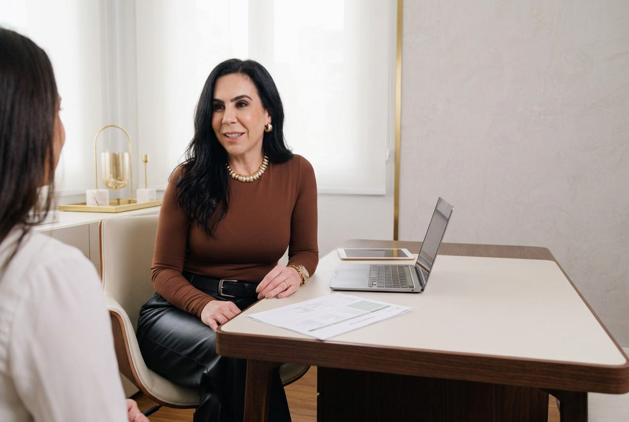 Dra. Thais Sarian durante um atendimento nutricional premium